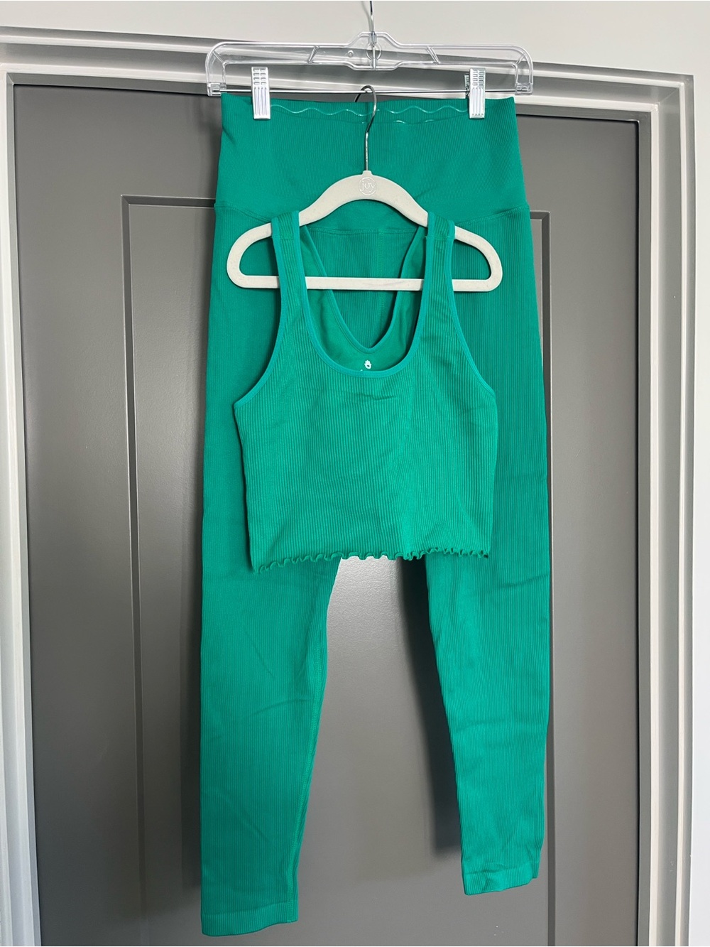 Spiritual Gangster *SET* Green Ribbed Amor Ruffle Tank & Matching Leggings
